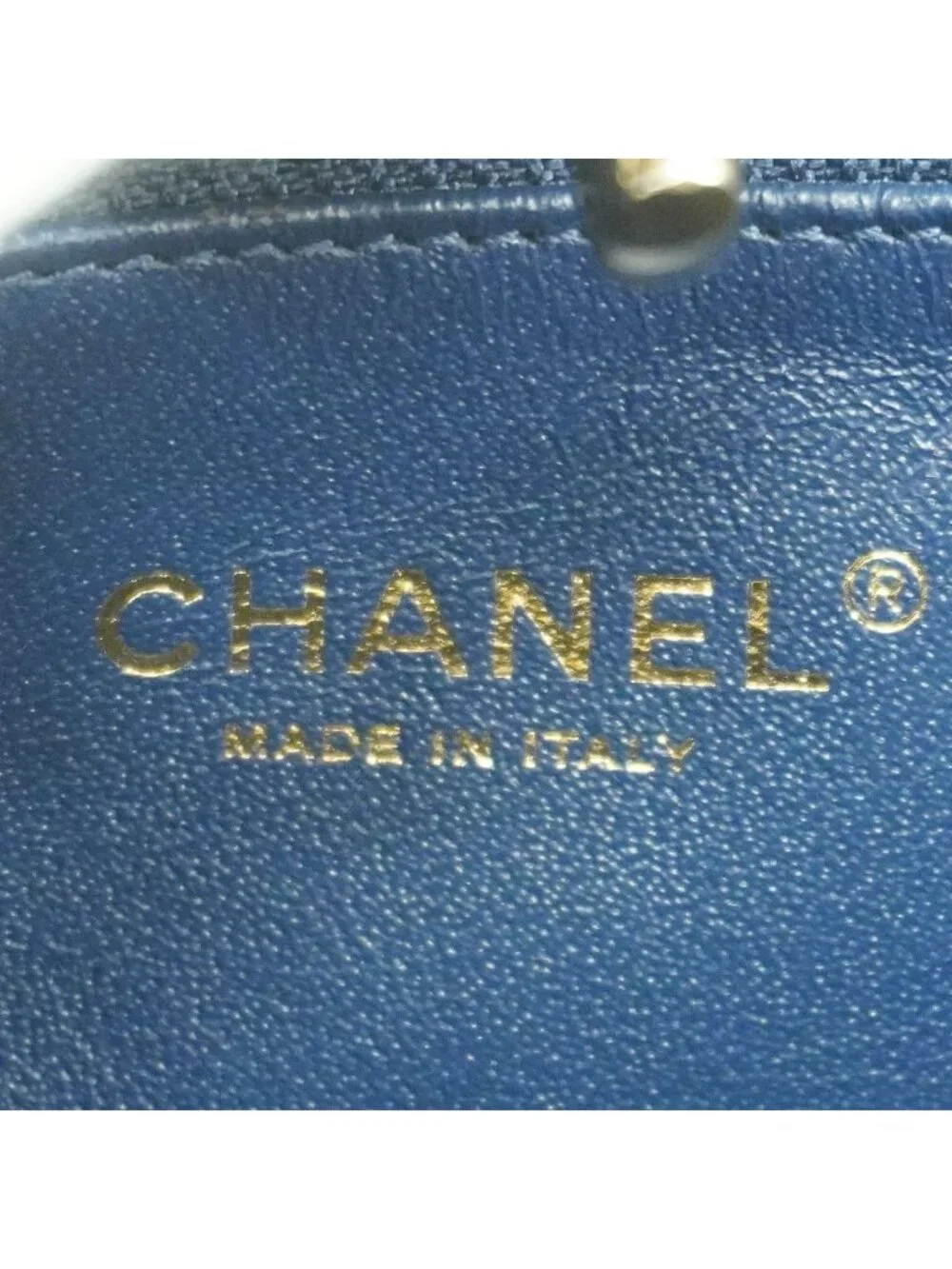 Chanel Shoulder Bag Quilted Lambskin Blue Gold